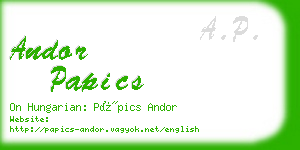 andor papics business card